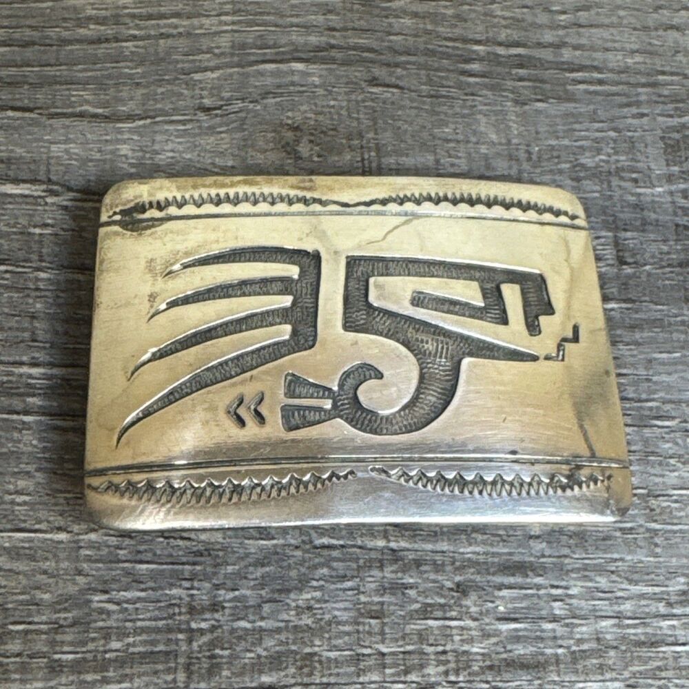Vtg Hopi Sterling Silver Floyd Namingha Lomakuyvaya Bear Claw Belt Buckle 925